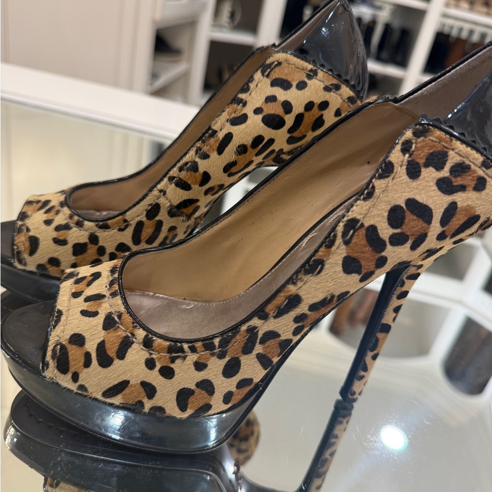 Rachel Zoe Animal Print Peep Toe Heels